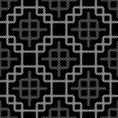 siyah ve beyaz Asyalı geometrik kumaş deseni