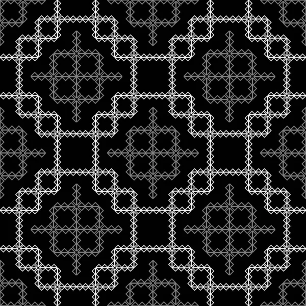 Black White Asian Geometric Fabric Pattern — Stock Vector