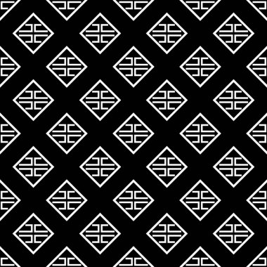 siyah ve beyaz Asyalı geometrik kumaş deseni