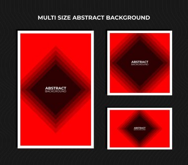 Kağıt kesim biçimli soyut geometrik kırmızı gradyan seti