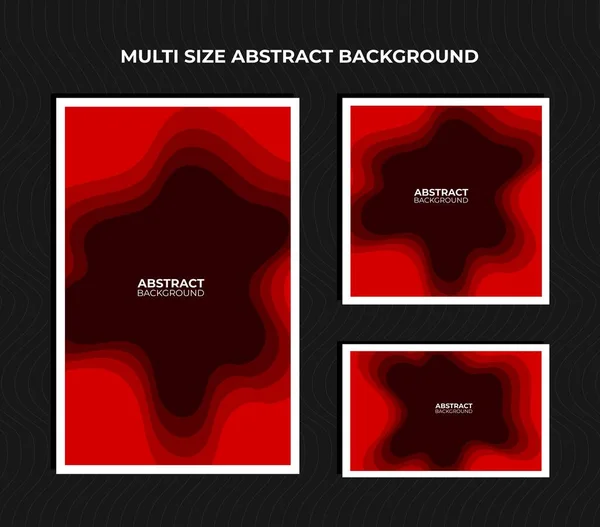 Set Abstract Geometric Red Gradient Background Papercut Style — Stock Vector
