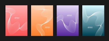 Gradyan renge sahip asgari çizgi dalga arkaplanı kümesi