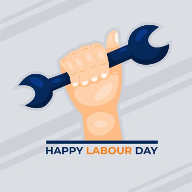 el ele tutuşan İngiliz işçi günü düz çizim arkaplan vektörü