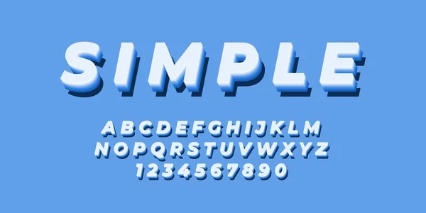 Azul Simples Texto Alfabeto Fonte Efeito Com Cor Plana —  Vetores de Stock