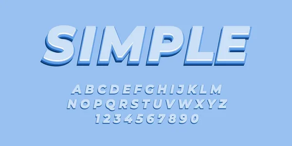 Azul Texto Simple Alfabeto Efecto Fuente Con Color Plano — Vector de stock