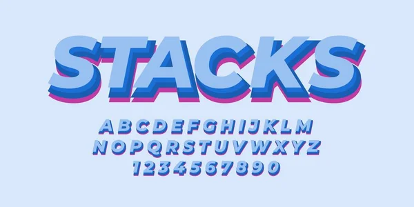 Blauw Eenvoudige Tekst Alfabet Lettertype Effect Met Platte Kleur — Stockvector