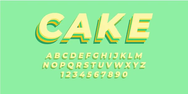 Geel Cake Tekst Alfabet Font Effect Met Platte Kleur — Stockvector