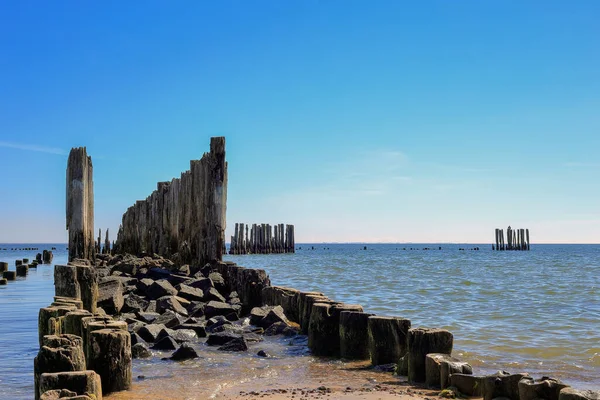 Ruins Old Wooden Pier Poland — Stock Photo, Image