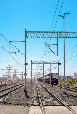 Freight train standing on a siding in Gdynia, Poland