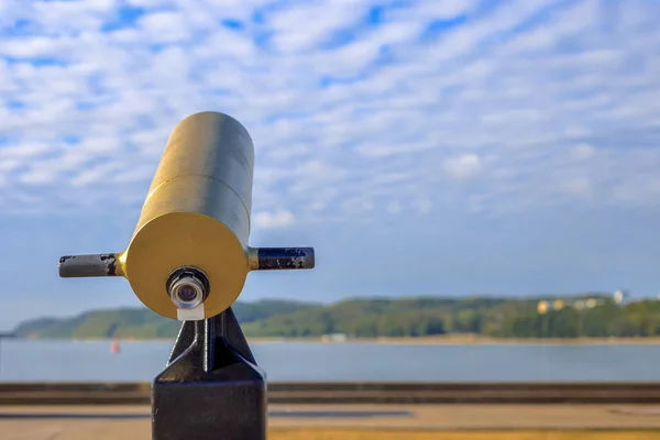 City binoculars for viewing the landscape in Gdynia, Poland
