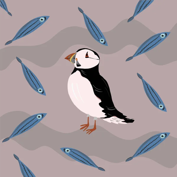 大西洋海雀北海鸟 — 图库矢量图片
