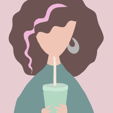 Çevre dostu içeceği olan hippi kız. 