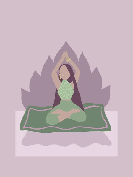Йога Асана Поза Девушки Медитации Asana — стоковый вектор