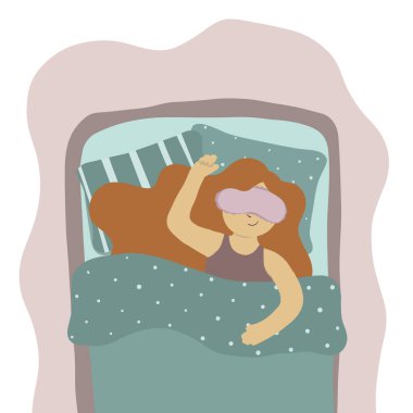 Yataktaki kız uyku maskesi