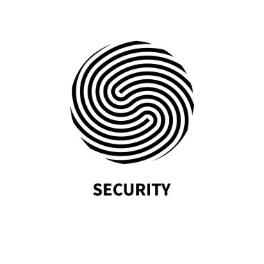 Güvenlik simgesi. Güvenlik yuvarlak logosu. Tanımlama sembolü, imza