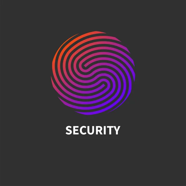 Sicherheitssymbol Sicherheitsrunde Logo Erkennungszeichen Zeichen Fingerabdruckkonzept Vektorillustration — Stockvektor