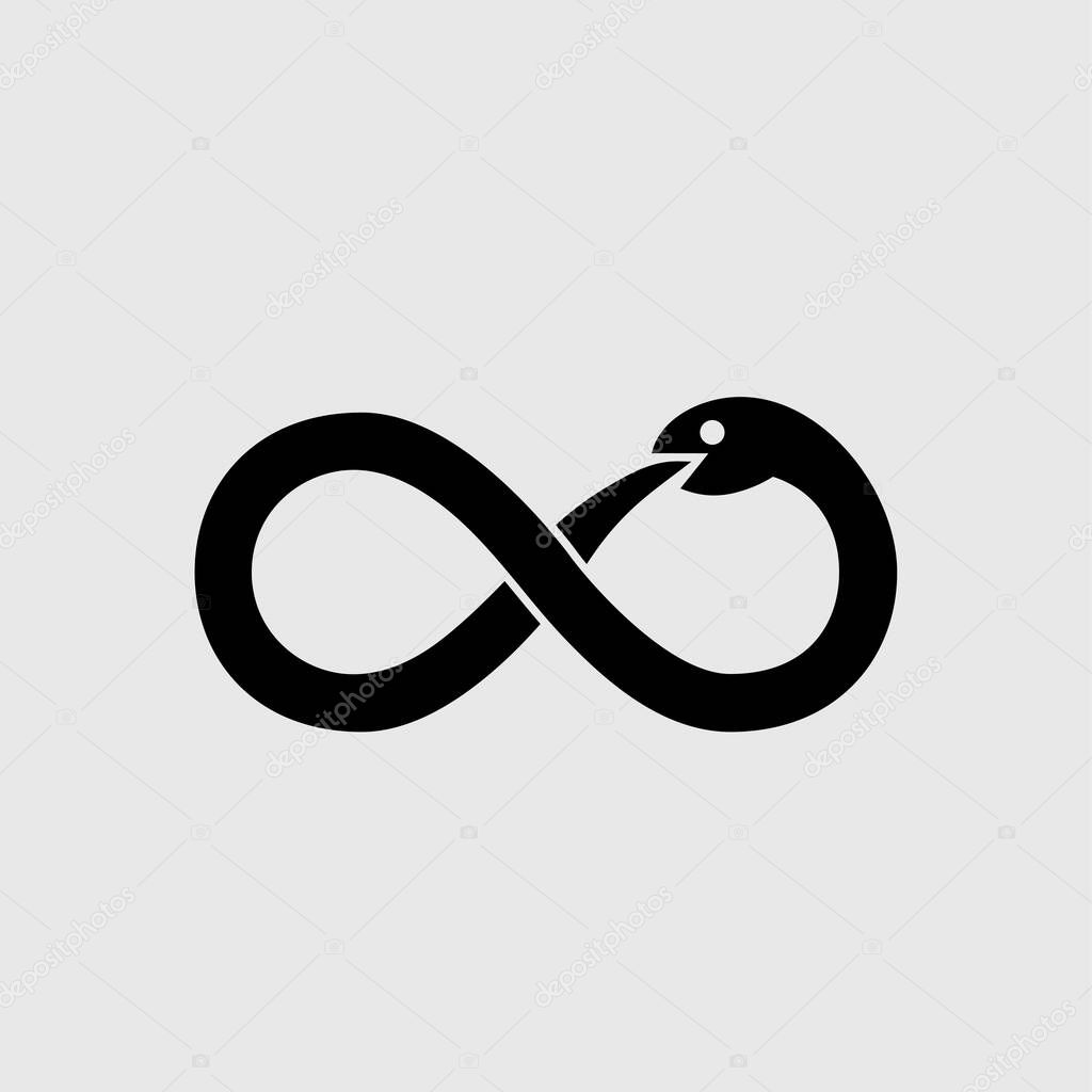 Snake biting its tail. Ouroboros logo. Snake and infinity sign. Life and death, beginning and end icon