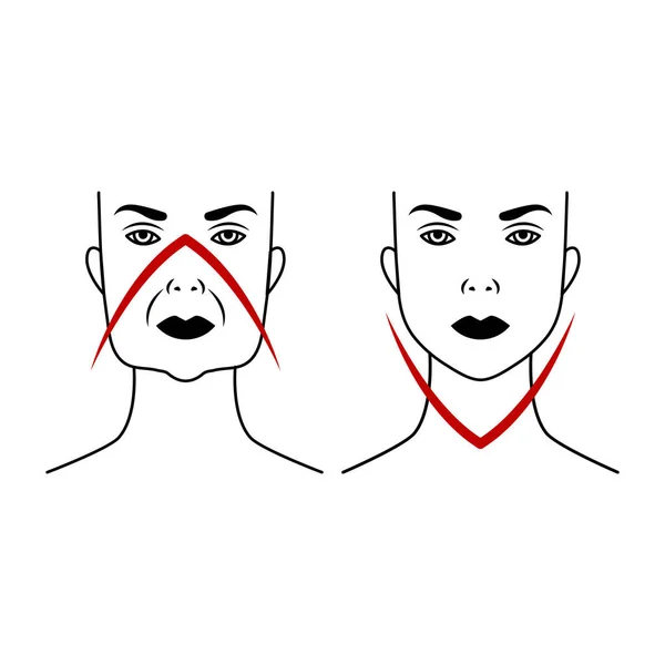 抬起女性的脸 比较之前和之后 面部椭圆修复 五金美容 间皮瘤 — 图库矢量图片