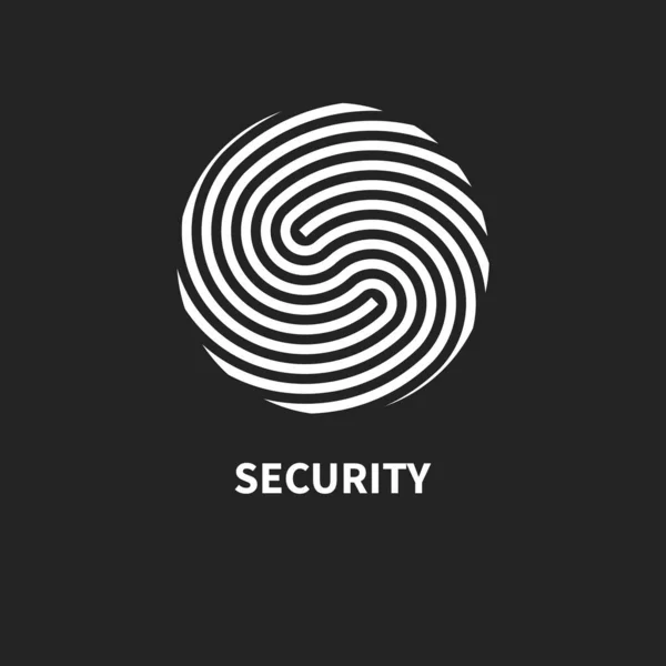 Icona Sicurezza Logo Rotondo Sicurezza Simbolo Identificazione Segno Concetto Impronte — Vettoriale Stock