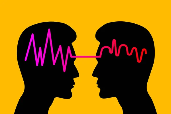 Logo Empathy Avec Deux Profils Négociations Icône Compréhension Symbole Entraîneur — Image vectorielle