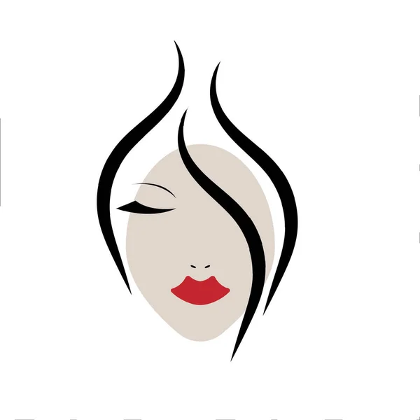 黒髪の少女の最小限の肖像画 床屋のロゴ スタイリッシュな髪型 化粧品のロゴ 白い背景のベクトルイラスト — ストックベクタ