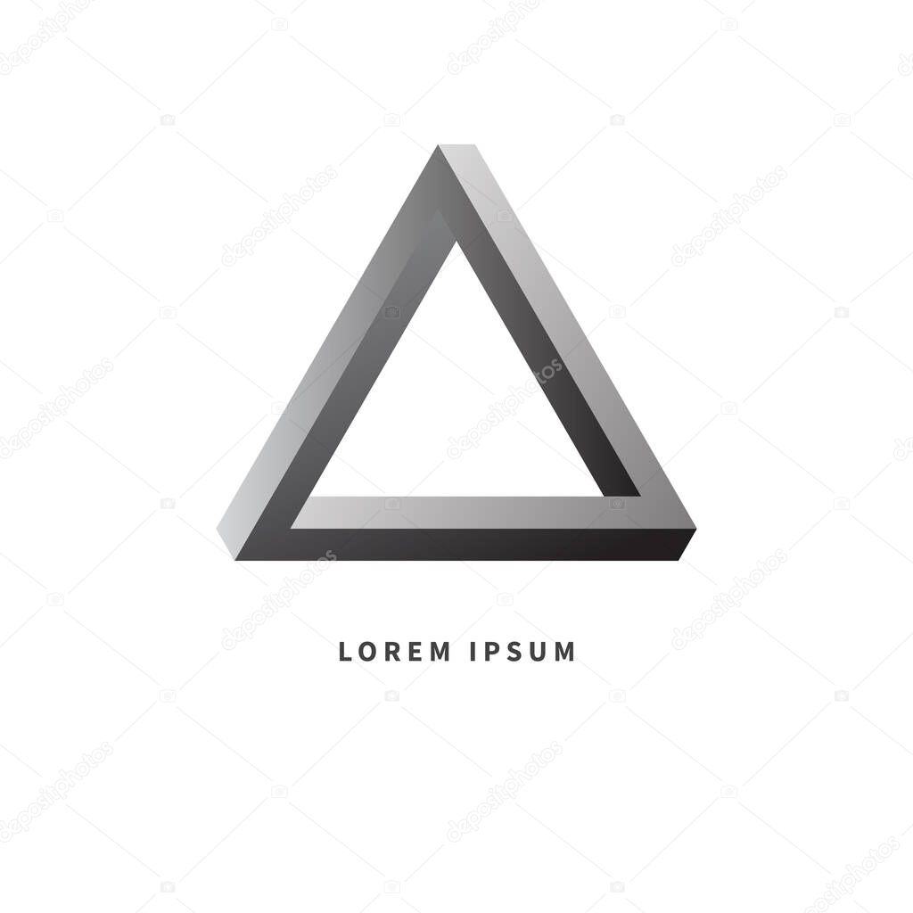 Impossible Perrose triangle. 3D shape. Vector illustration