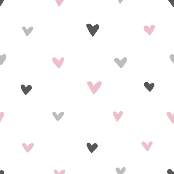 バレンタインデーのための心でシームレスなパターンを描いた手 誕生日カード バナーの抽象的な背景が大好きです ベクターイラスト — ストックベクタ