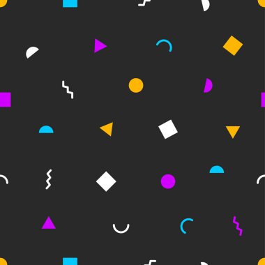 Kusursuz geometrik düz soyut desen. Minicik şekilli bir arka plan. Hippi siyah ve beyaz vektör baskısı