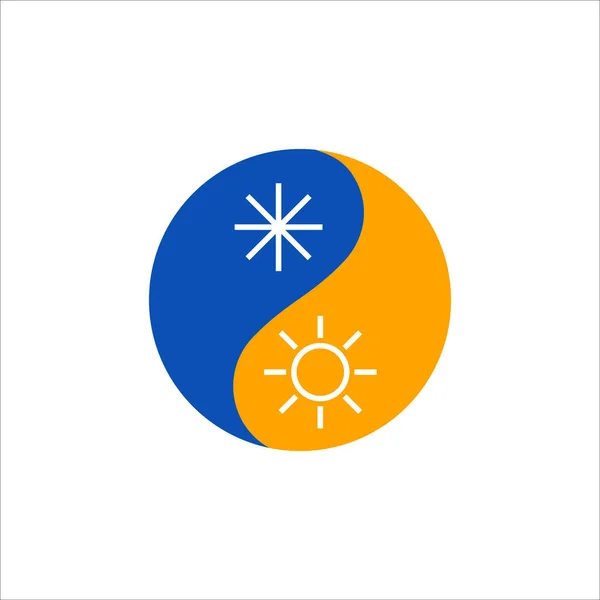 Sněhová Vločka Sluneční Logo Ikona Klimatizace Značka Počasí Teplá Chladná — Stockový vektor