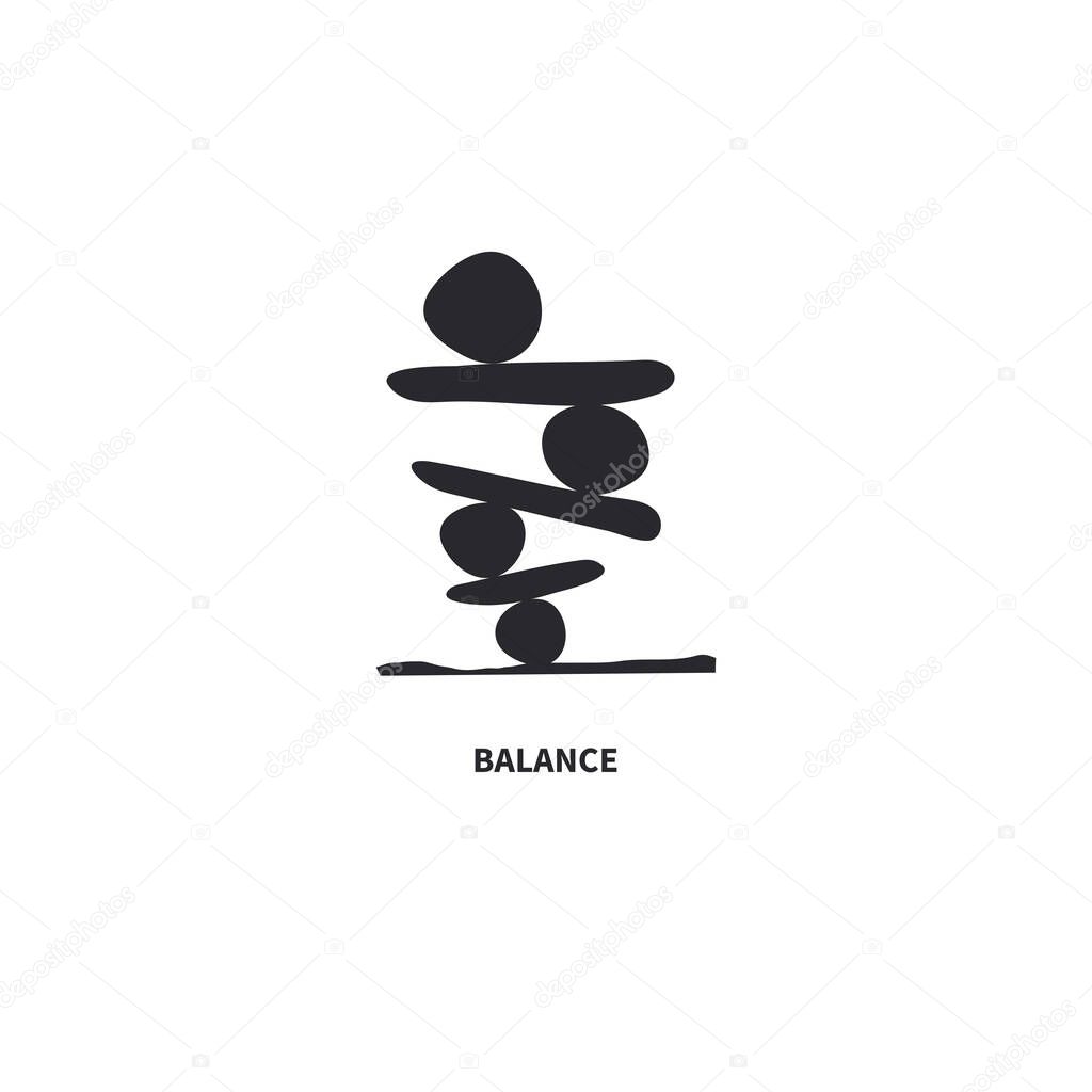 Balance logo. Pebble icon. Harmony symbol. Stack of stones isolated on white background. Buddhism sign. Vector illustration