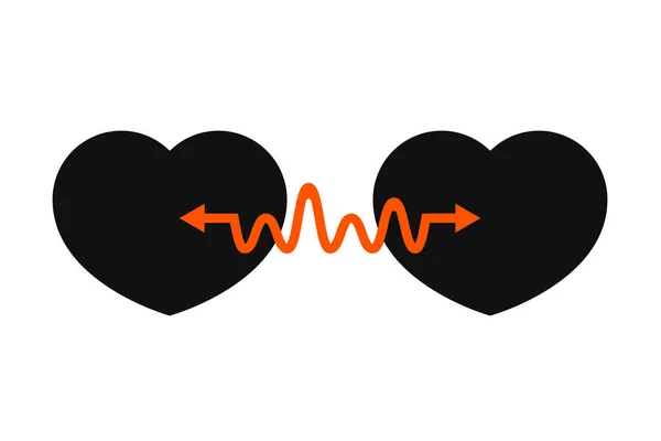 Deux Cœurs Reliés Par Une Flèche Concept Vecteur Amour Illustration — Image vectorielle