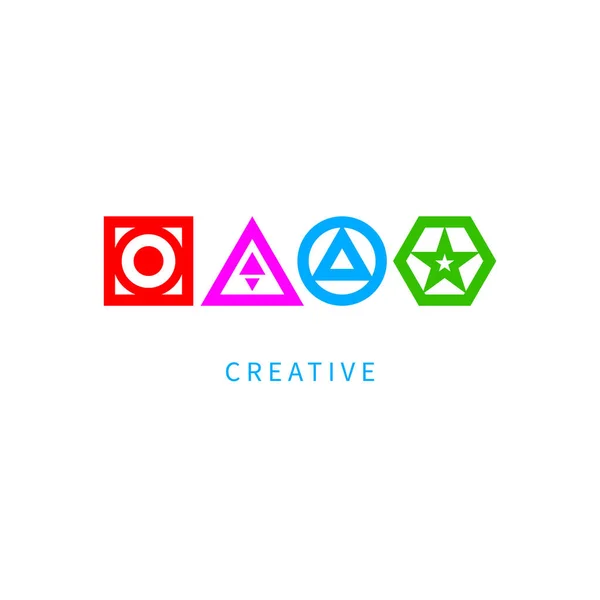 Unik Logotyp Geometriska Kreativa Former — Stock vektor