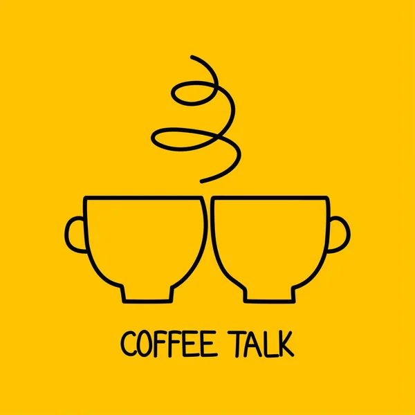 Kávézós Logó Üzleti Megbeszélés Ikon Beszélgetés Csésze Tea Szimbólum Felett — Stock Vector