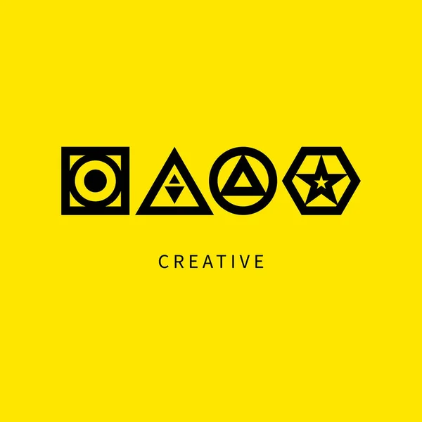 Unik Logotyp Geometriska Kreativa Former Kreativitet Symbol Ikon Företagsskylt För — Stock vektor