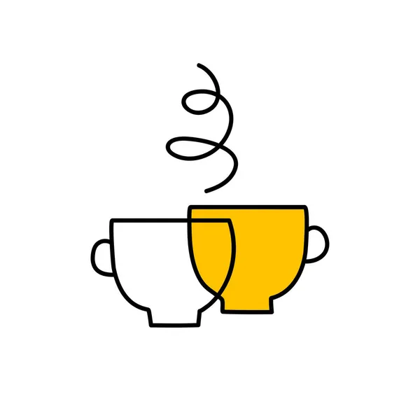 Логотип Обговорення Кави Значок Ділової Зустрічі Розмова Над Чашкою Символу — стоковий вектор