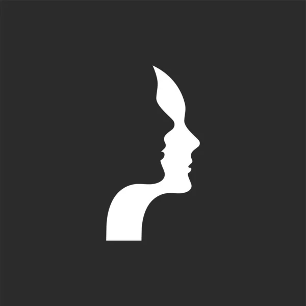 2つの抽象的な人間のプロフィール 治療のシンボル コーチング 心理学 精神衛生のロゴ ベクトルアイコン — ストックベクタ