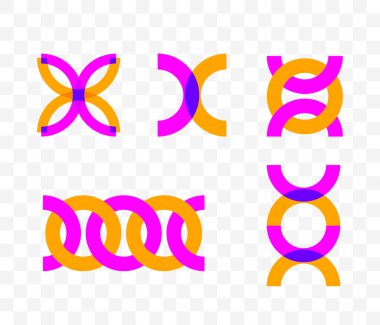 Geometrik soyut şekiller kümesi. Logolar ve simgeler için grafik tasarım ögeleri