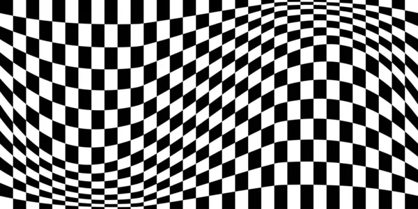 Ilusão Óptica Bandeira Quadro Xadrez Distorcido Fundo Abstrato Verificado Art — Vetor de Stock