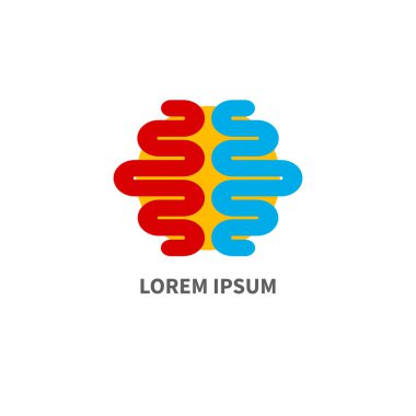 Beyin düz logosu. Beyin bilimi soyut simgesi. Eğitim, deha işareti. İnsan zihni sembolü. Vektör çizimi. Entellektüel logotip