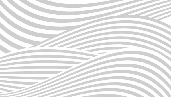 Eğri çizgileri olan siyah ve beyaz dalgalı desenler. Çizgili yüzey. Vektör çizimi. Soyut dalga pankartı.