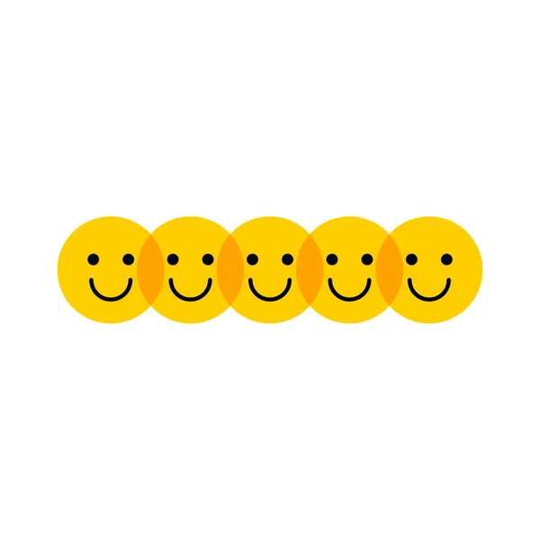 Концепция Улыбающихся Лиц Значок Счастливого Лица Рейтинг Логотип Друзей Жёлтая — стоковый вектор