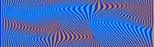 歪みラインの背景 縞模様の歪み 抽象的な現代的なパターン オペラ アートの幻想波 ベクトル3D曲線 動的表面 — ストックベクタ