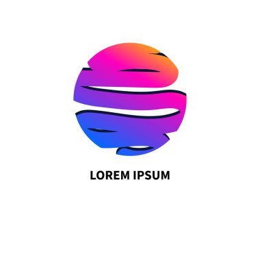 Seyahat acentesinin soyut logosu. Deniz ve güneş geometrik çizimleri. Spa merkezi sembolü. Yaz doğa ikonu. Turizm logosu. Vektör şablonu