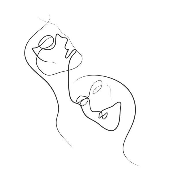 Two Woman Drawing One Continuous Line Stylized Faces Girls Contemporary Stock Vector Image By C Tomozina1 Yandex Ru