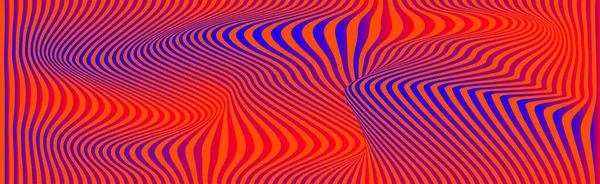 扭曲线背景 分叉条纹 抽象的现代图案 Op艺术幻波 矢量3D曲线 动态表面 — 图库矢量图片