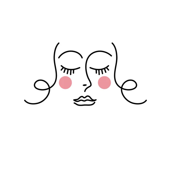 Schönheit Minimales Logo Mit Weiblichem Gesicht Glamour Lady Friseur Ikone — Stockvektor