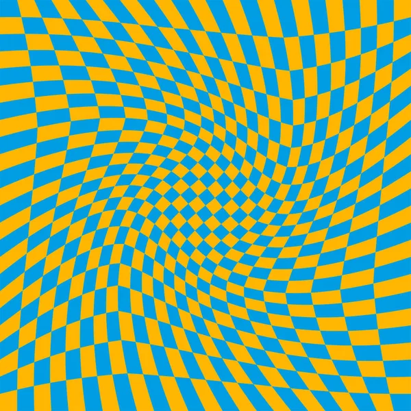 Surface Déformée Fond Échecs Avec Distorsion Bannière Illusion Optique Art — Image vectorielle