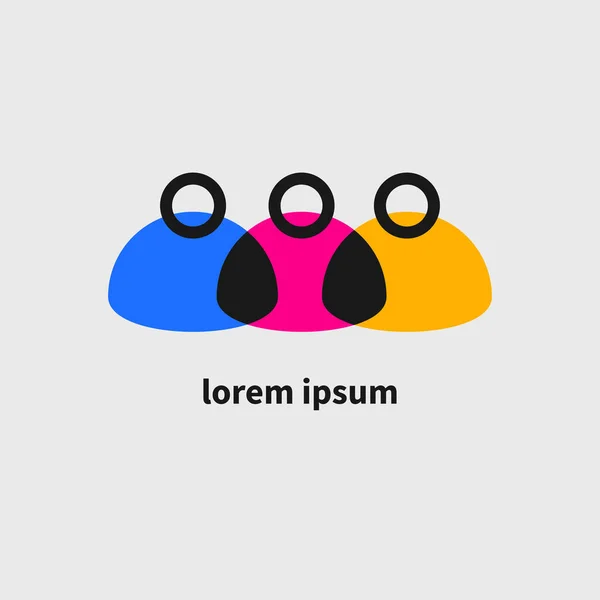チームワークのアイコン 人々のロゴの団結 家族の抽象的なシンボル ビジネス界の看板 ネットワーキングフラットコンセプト — ストックベクタ