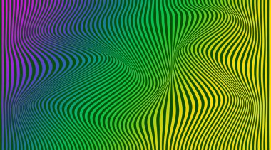 Bozulma çizgileri arka planda. Dikkat dağıtıcı çizgiler, soyut modern model. Op sanat illüzyon dalgaları. Vektör 3 boyutlu eğriler. Dinamik yüzey