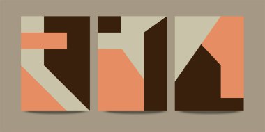 Geometrik şekilli Retro 2D poster. Broşür ve sunum için klasik a4 kapağı. Modern Bauhaus tarzında asgari soyut arkaplan. Dinamik kartlar. Vektör eğilimli geometrik desen